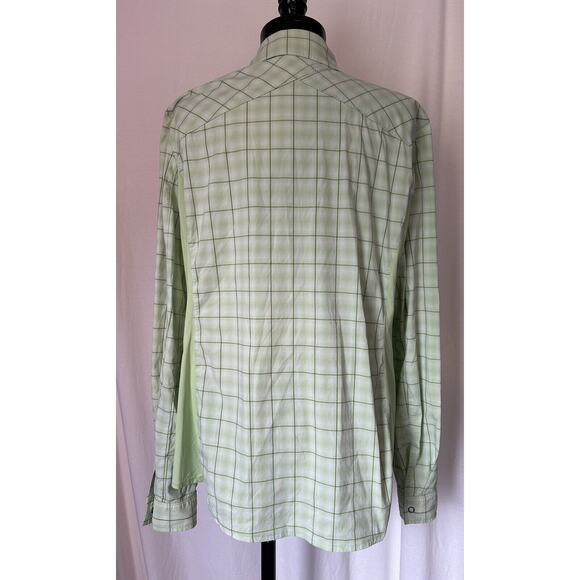 REI Green Plaid Long Sleeve Blouse Top Nylon Spandex Stretch Womens XL - Picture 5 of 8